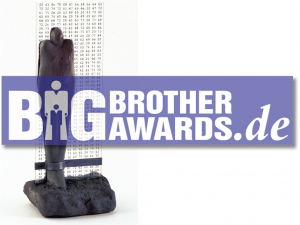 Statue und Logo der BigBrotherAwards