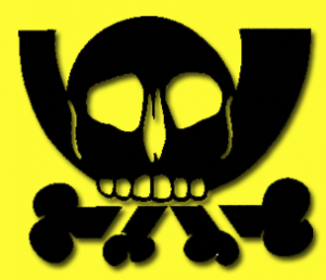 Eine Zusammenführung des Posthorns mit einem Totenkopf